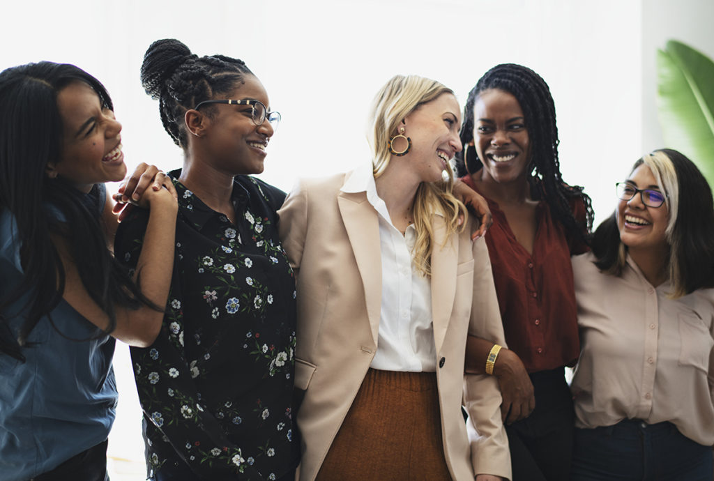 business woman standing together