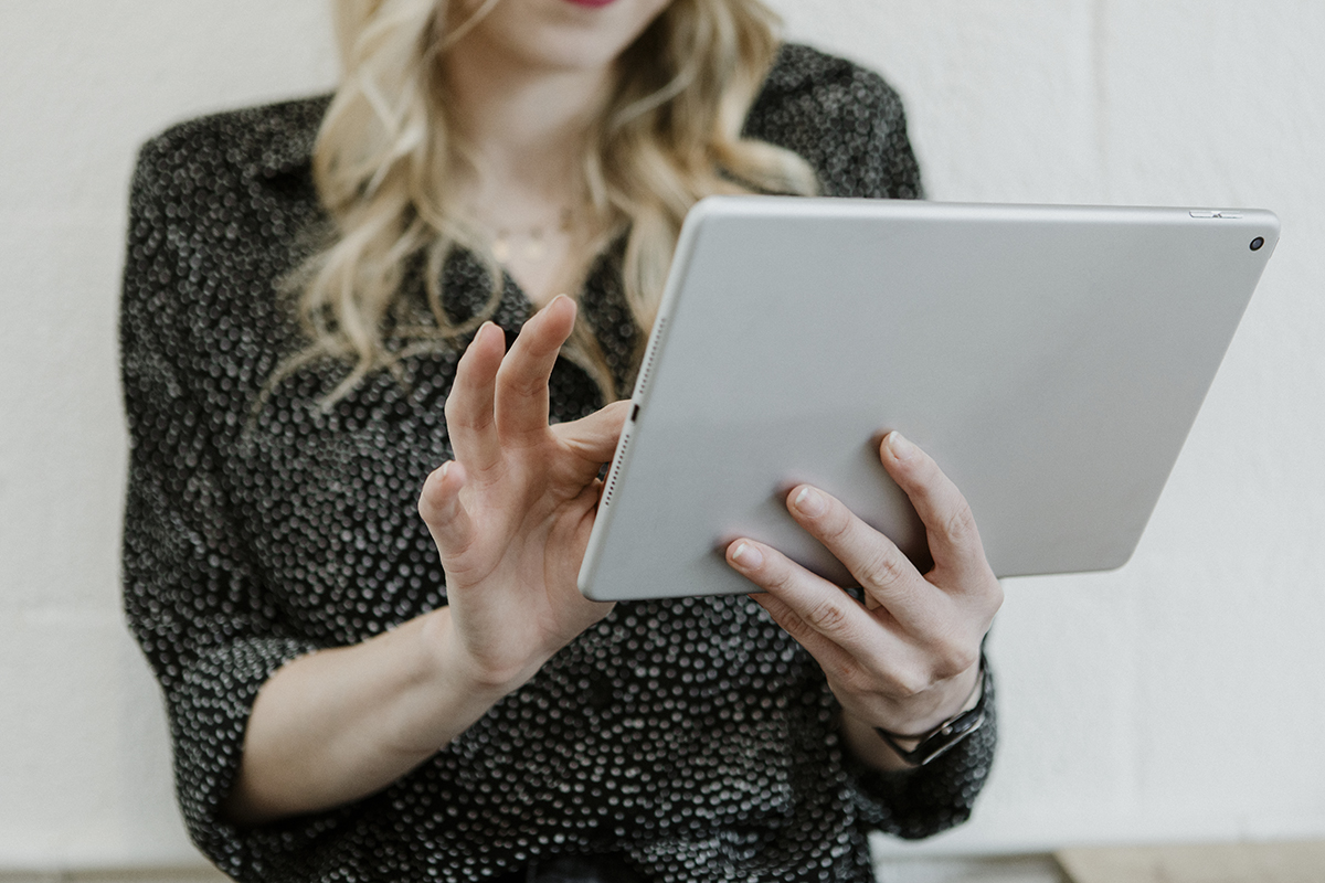 business woman on tablet